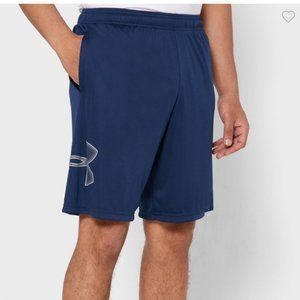 Under Armour men's Tech graphic shorts, navy blue Small EUC pockets